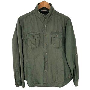 Intermezzo Flanders Linen Army Green Button Down Casual Shirt Size Medium